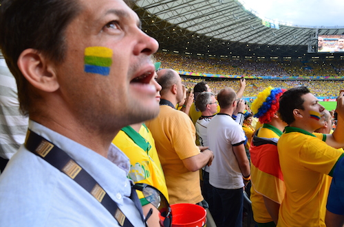 July 8, 2014 Fernando sings the Brazilian national anthem as the players stroll onto the pitch